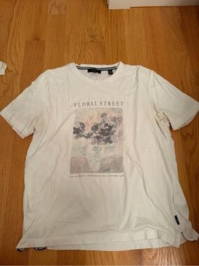 Ted Baker White Short Sleeve Tee with Pastel Floral Graphic
